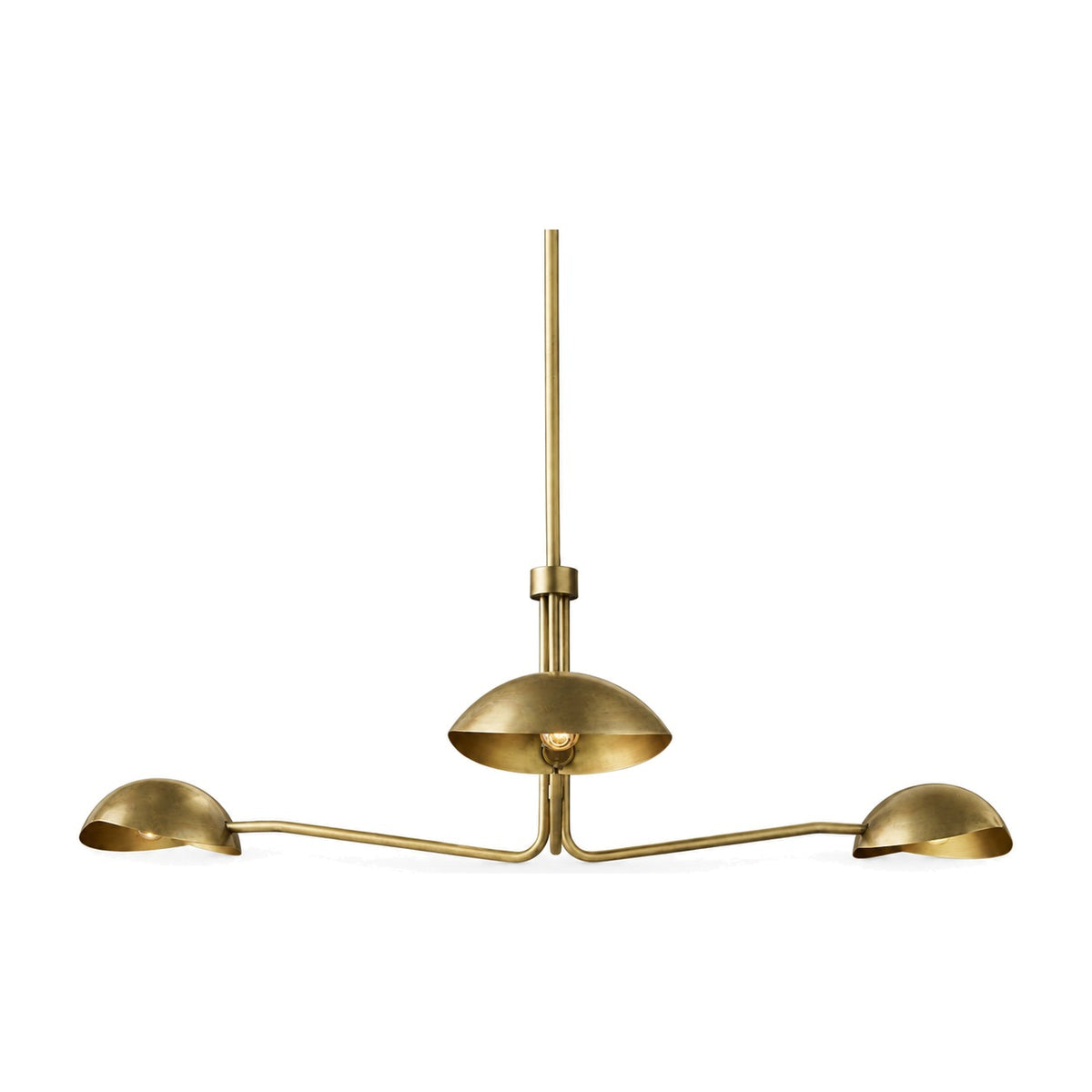 3-Light Brass Sputnik Vintage Round Spider Dome Chandelier Fixture in raw brass