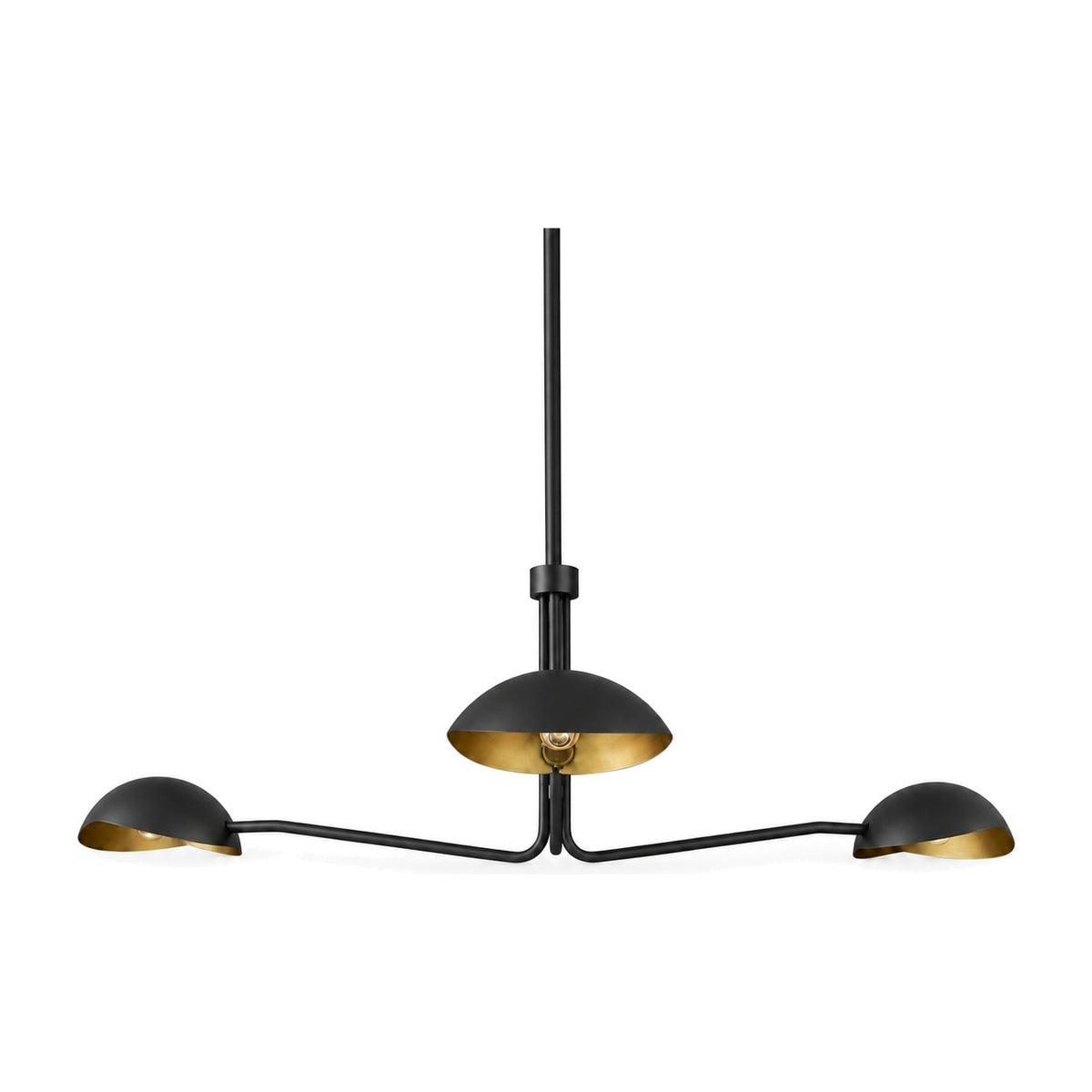 3-Light Brass Sputnik Vintage Round Spider Dome Chandelier Fixture in matt black