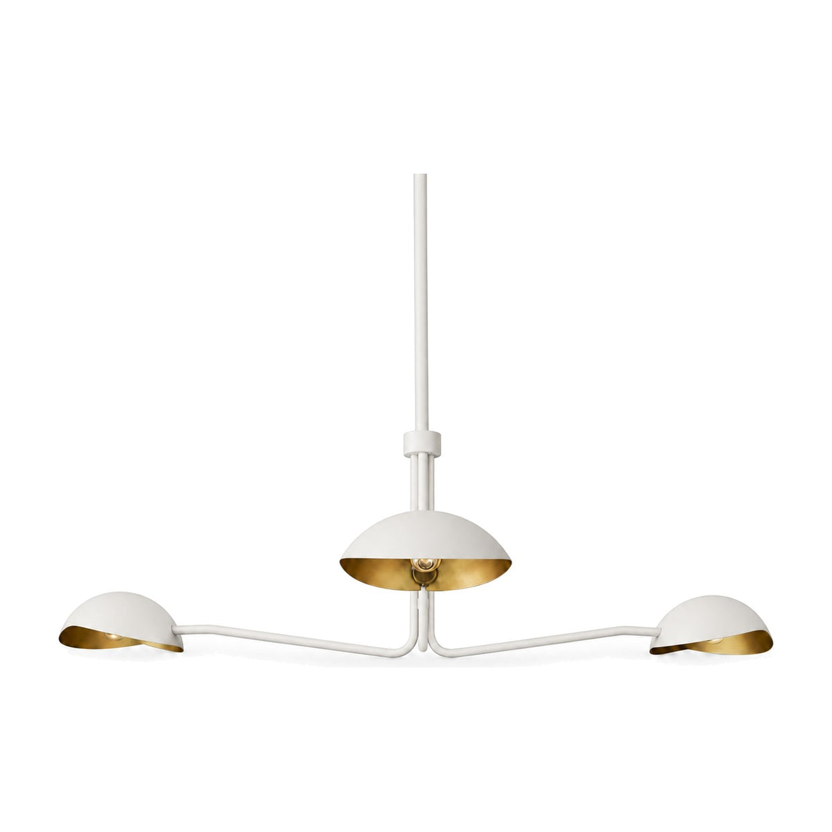 3-Light Brass Sputnik Vintage Round Spider Dome Chandelier Fixture in matte white