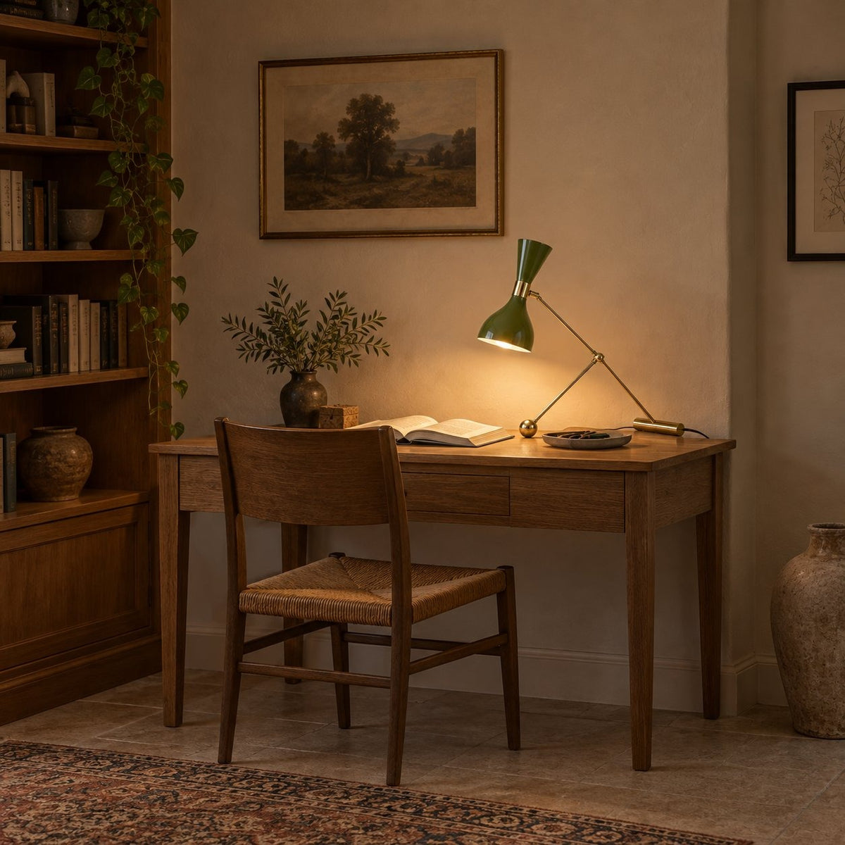 Handcrafted Brass Table Lamp – Elegant and Customizable Lighting in a room