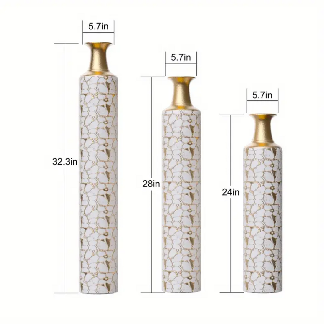 Set of 3 Gold Decorative Floor Vases - Zornits