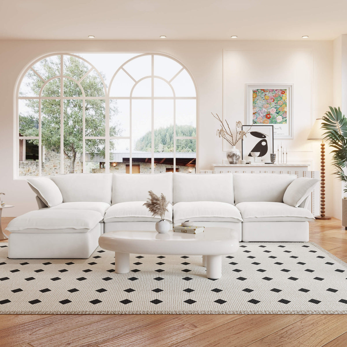 Sky Classic Linen Cloud Sofa, Linen Sectional Sofa Slipcovers - Replacement Covers Only, White