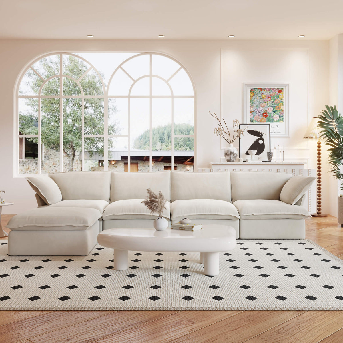 Sky Classic Linen Cloud Sofa, Linen Sectional Sofa Slipcovers - Replacement Covers Only, Beige