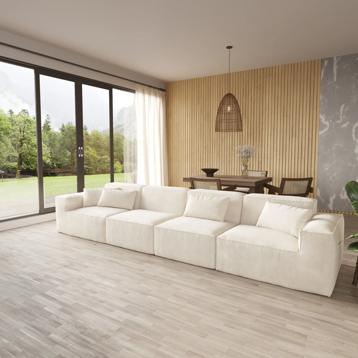 Urban Sectional Sofa, Pet-Friendly Cloud Velvet Sleepers 4-Seaters