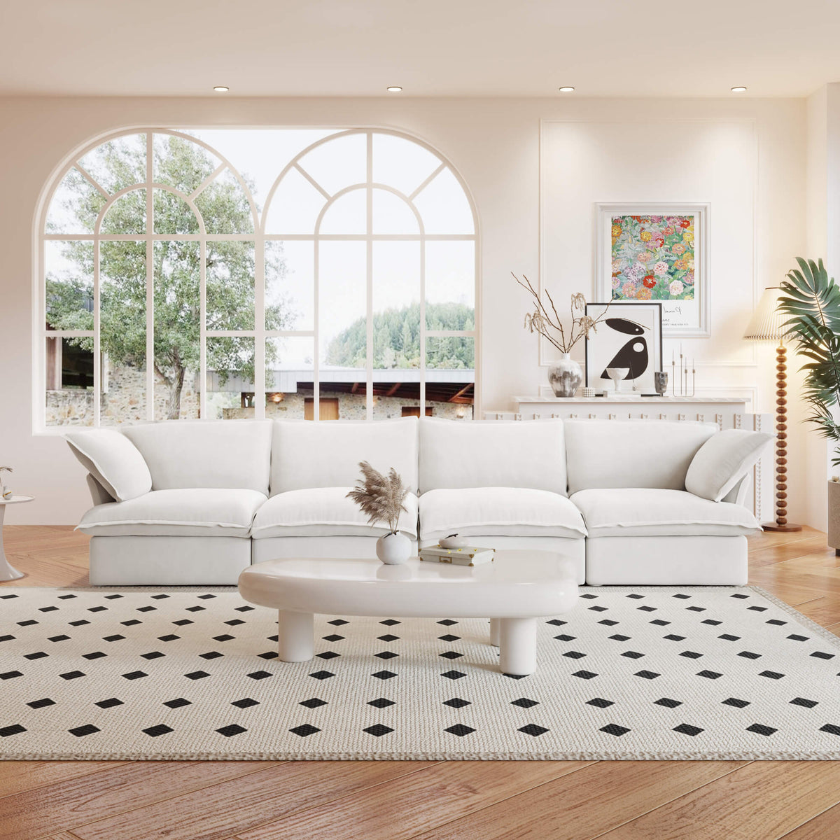 Sky Classic Linen Cloud Sofa, Linen Sectional Sofa Slipcovers - Replacement Covers Only, White