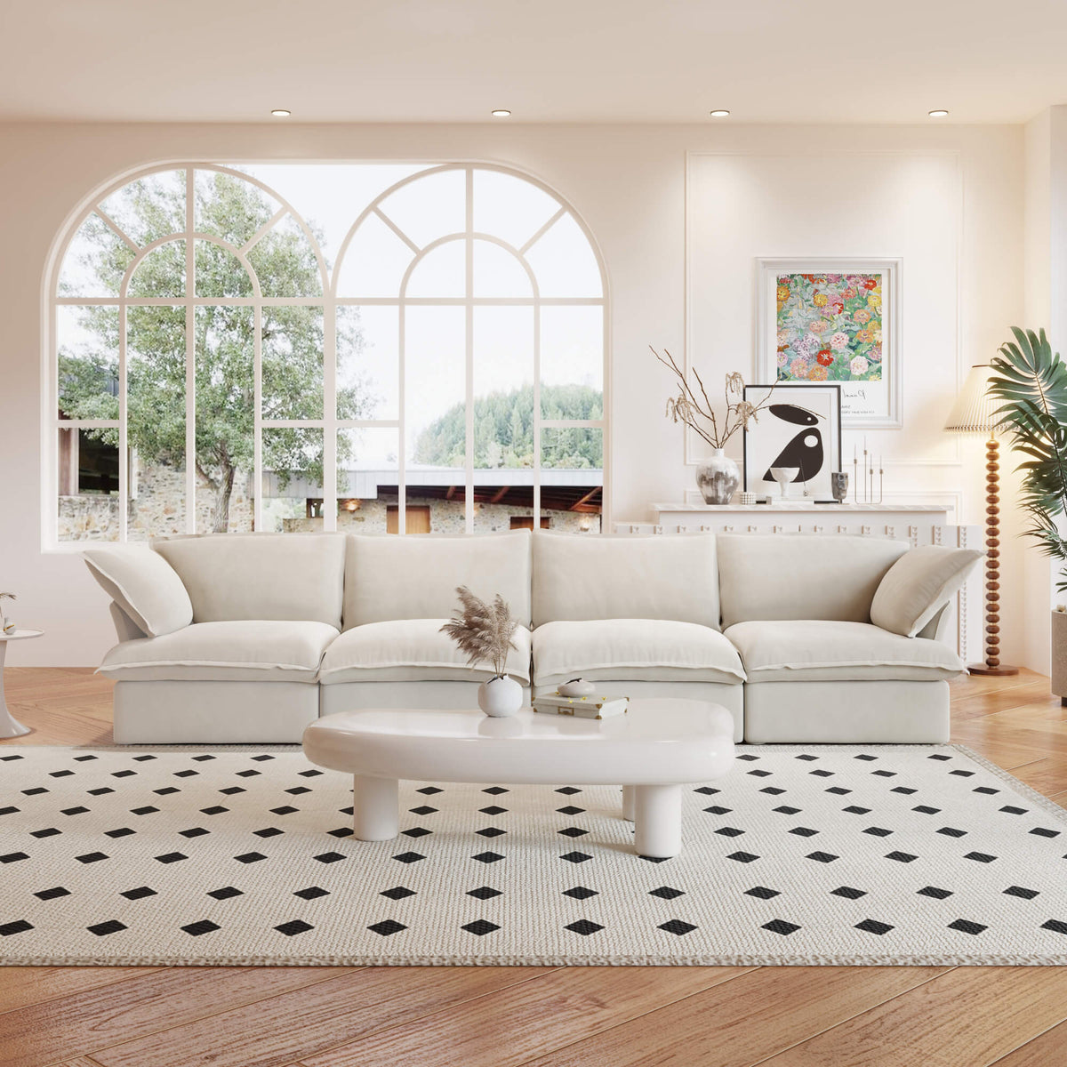 Sky Classic Linen Cloud Sofa, Linen Sectional Sofa Slipcovers - Replacement Covers Only, Beige