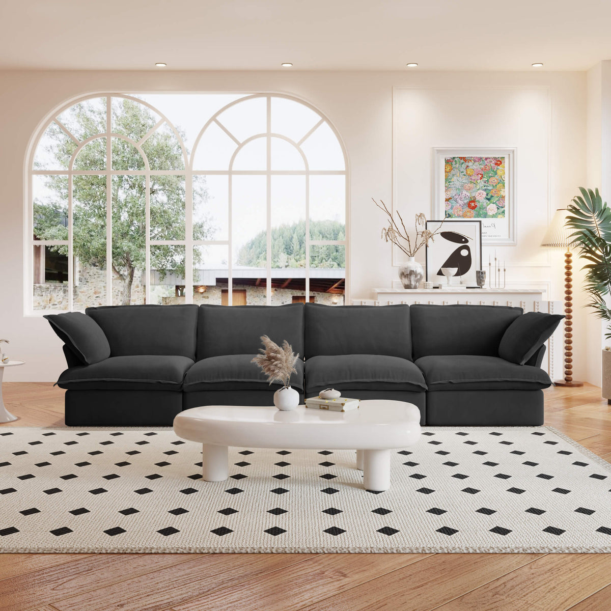 Sky Classic Linen Cloud Sofa, Linen Sectional Sofa Slipcovers - Replacement Covers Only, Black