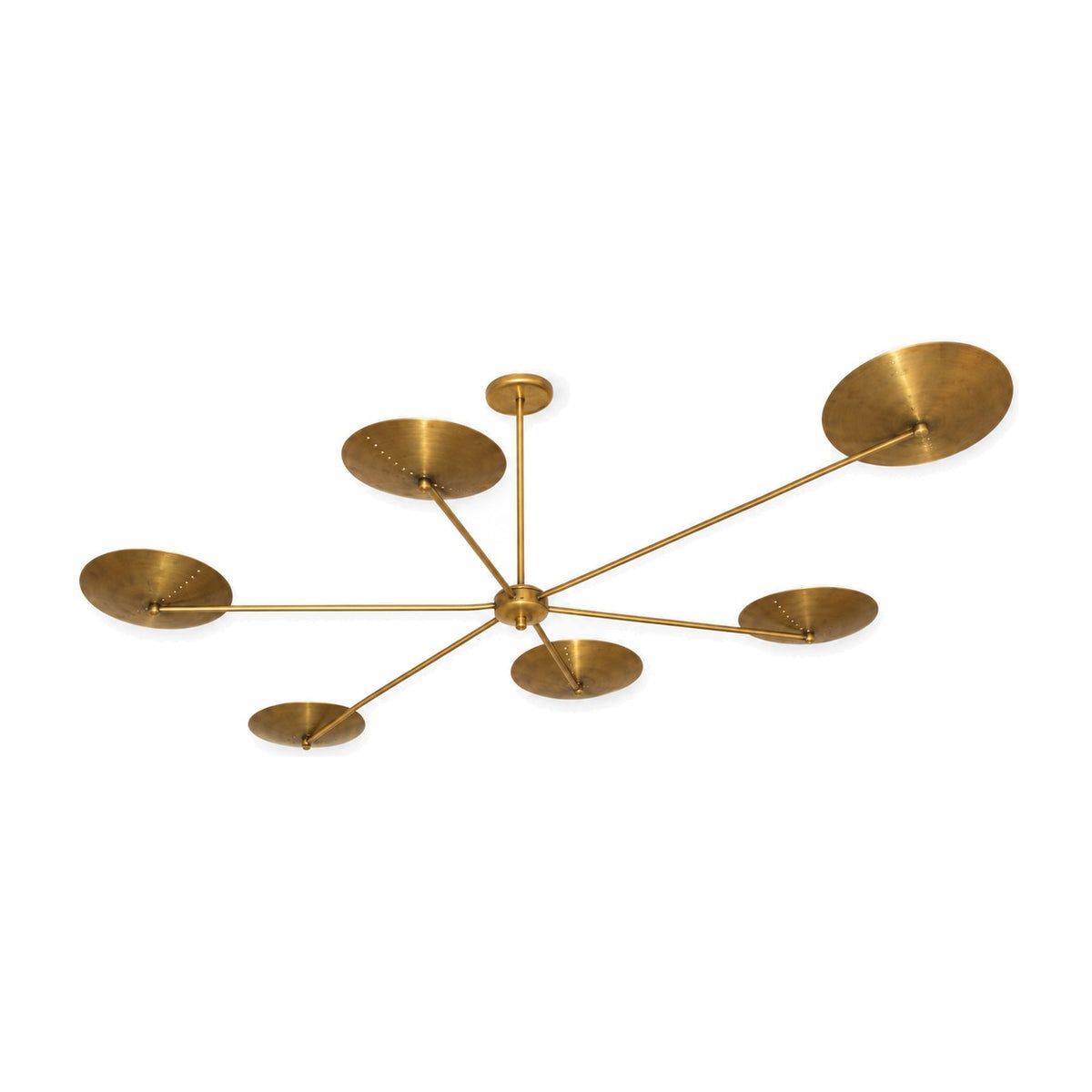 6-Light Brass Sputnik Chandelier – Vintage Starburst Design in raw brass