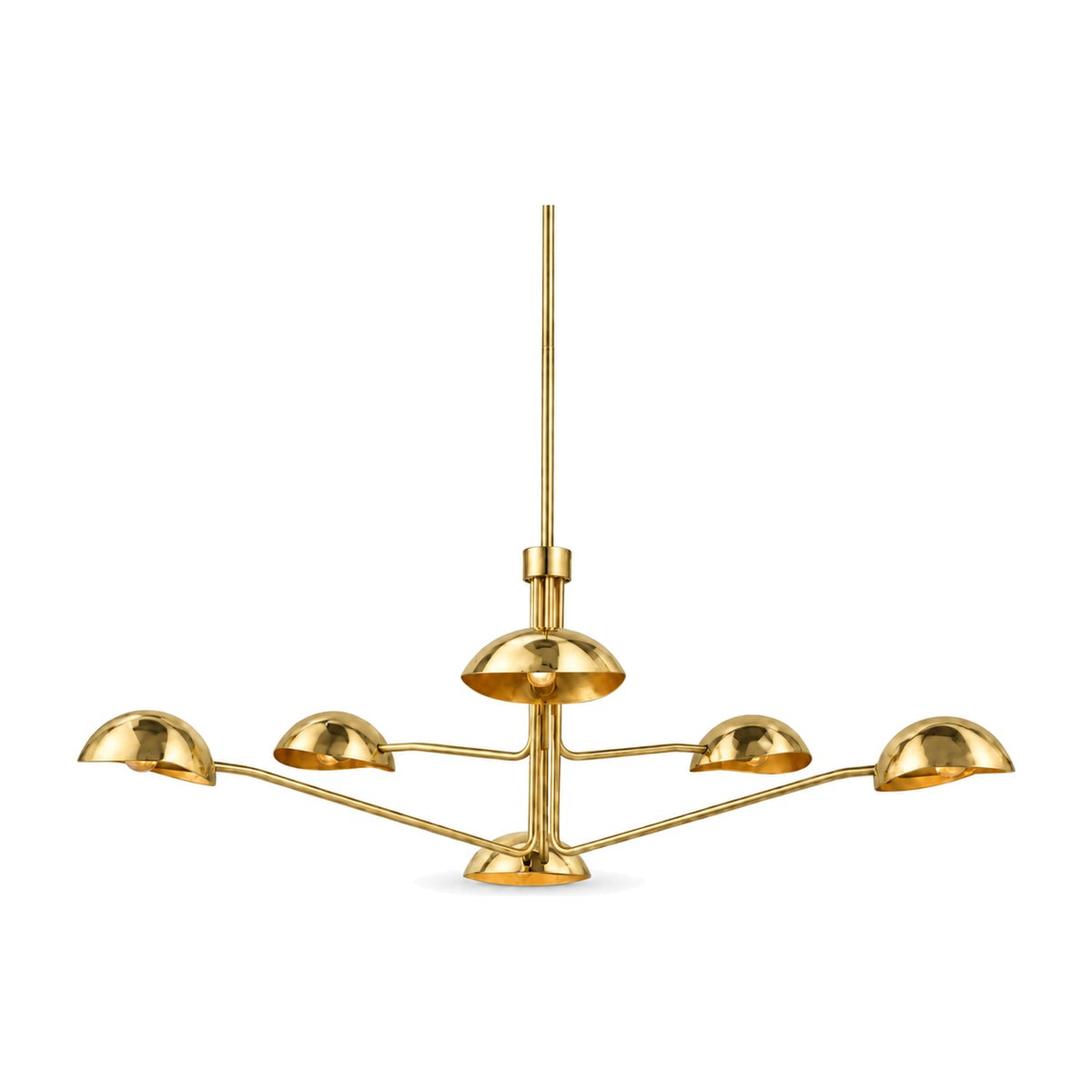 6 light brass sputnik vintage round spider dome chandelier fixture in polished brass