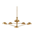 6 light brass sputnik vintage round spider dome chandelier fixture in raw brass