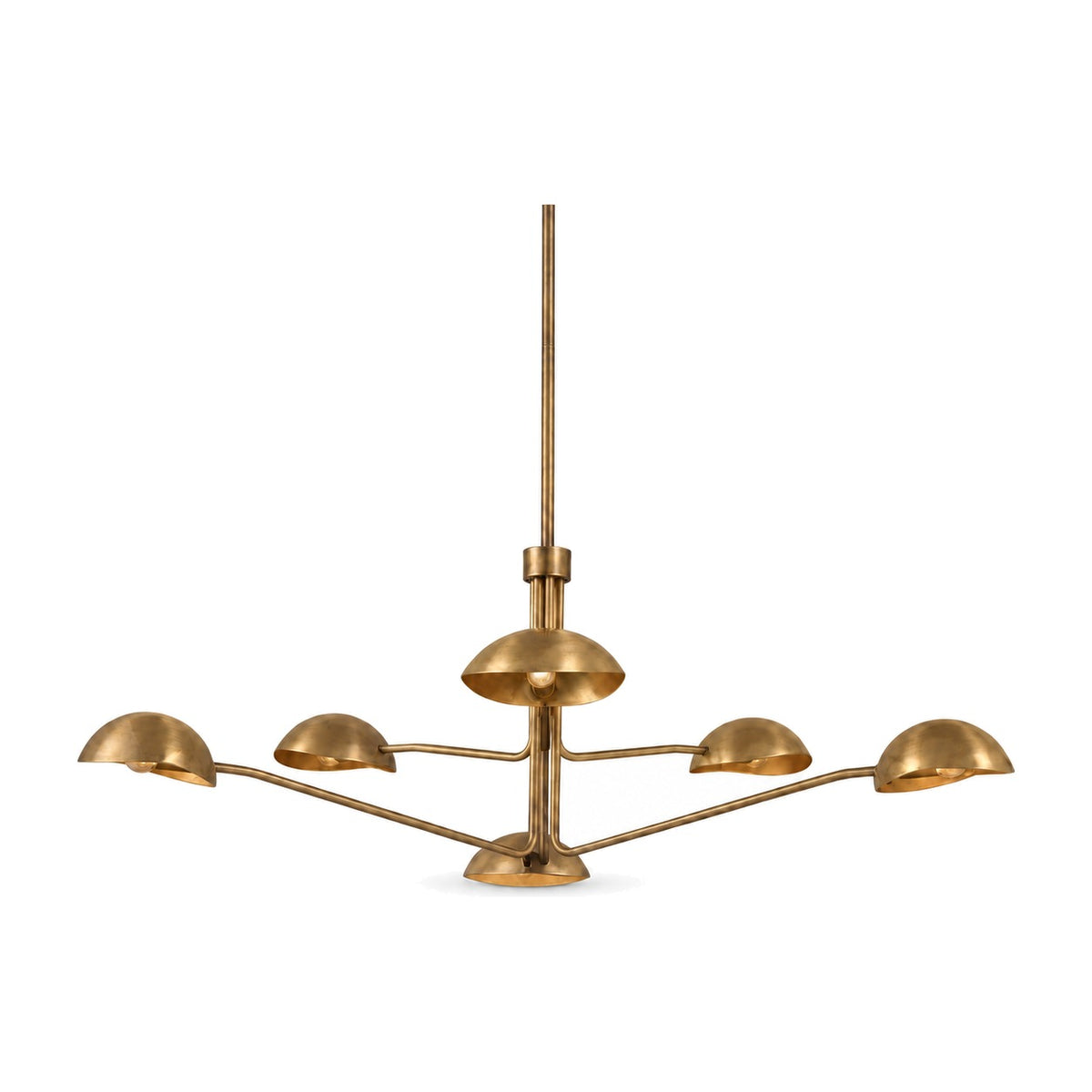6 light brass sputnik vintage round spider dome chandelier fixture in antique brass