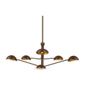 6 light brass sputnik vintage round spider dome chandelier fixture in blackened brass