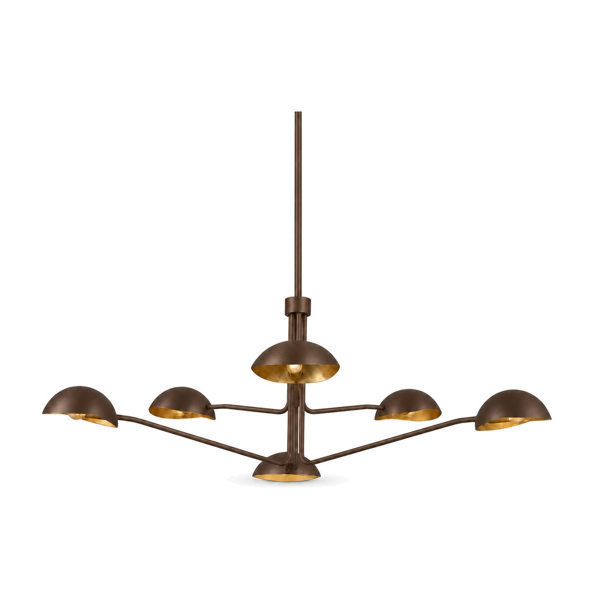 6 light brass sputnik vintage round spider dome chandelier fixture in blackened brass