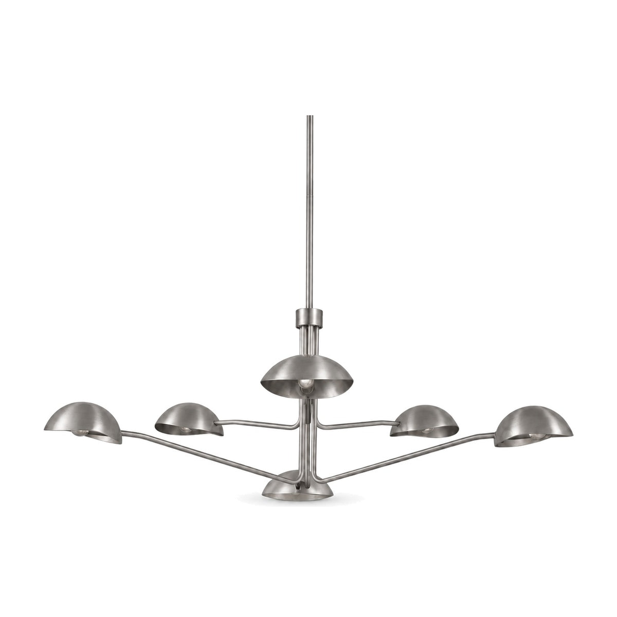 6 light brass sputnik vintage round spider dome chandelier fixture in brushed chrome