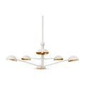 6 light brass sputnik vintage round spider dome chandelier fixture in matte white