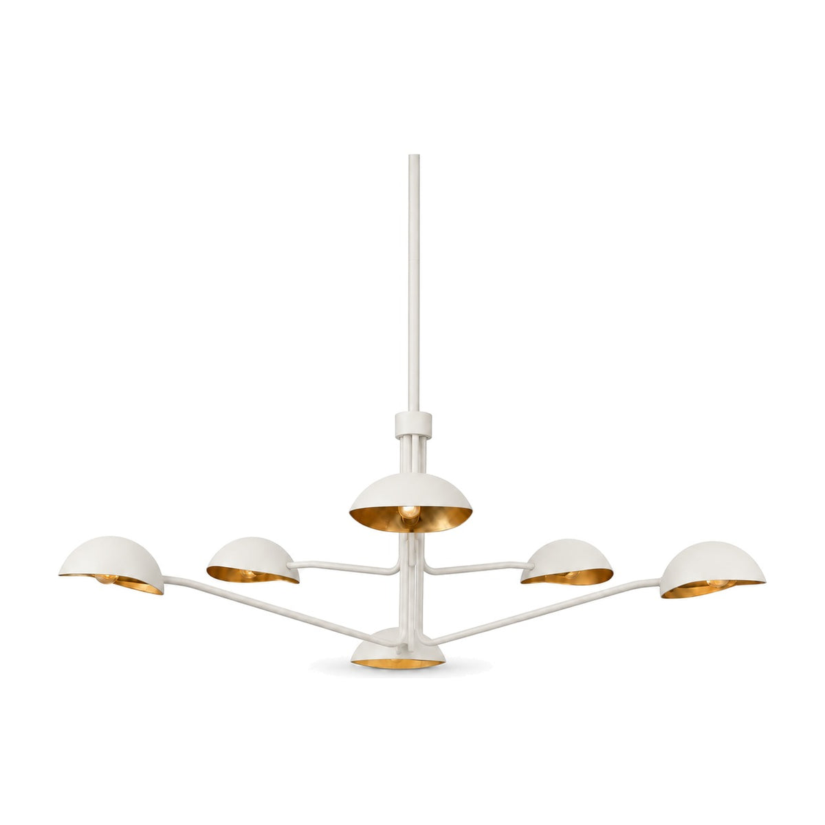 6 light brass sputnik vintage round spider dome chandelier fixture in matte white