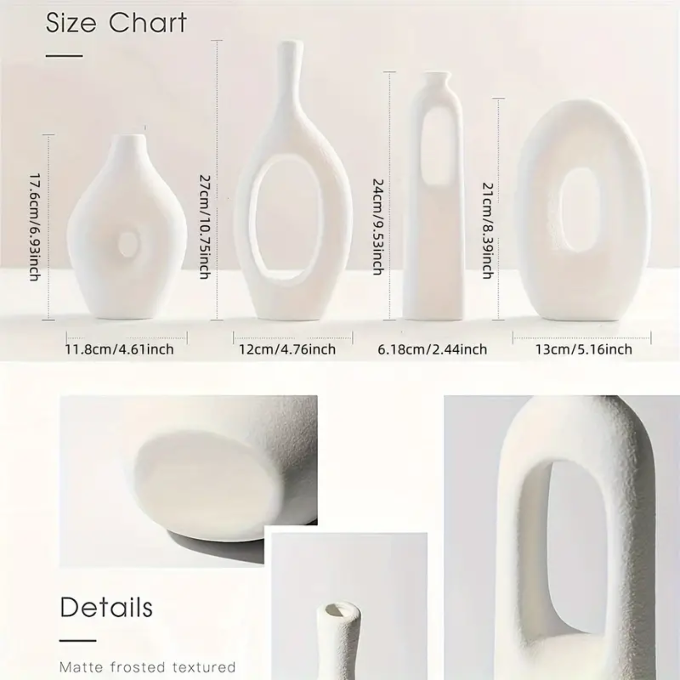 4-Piece White Ceramic Boho Vase Set - Zornits