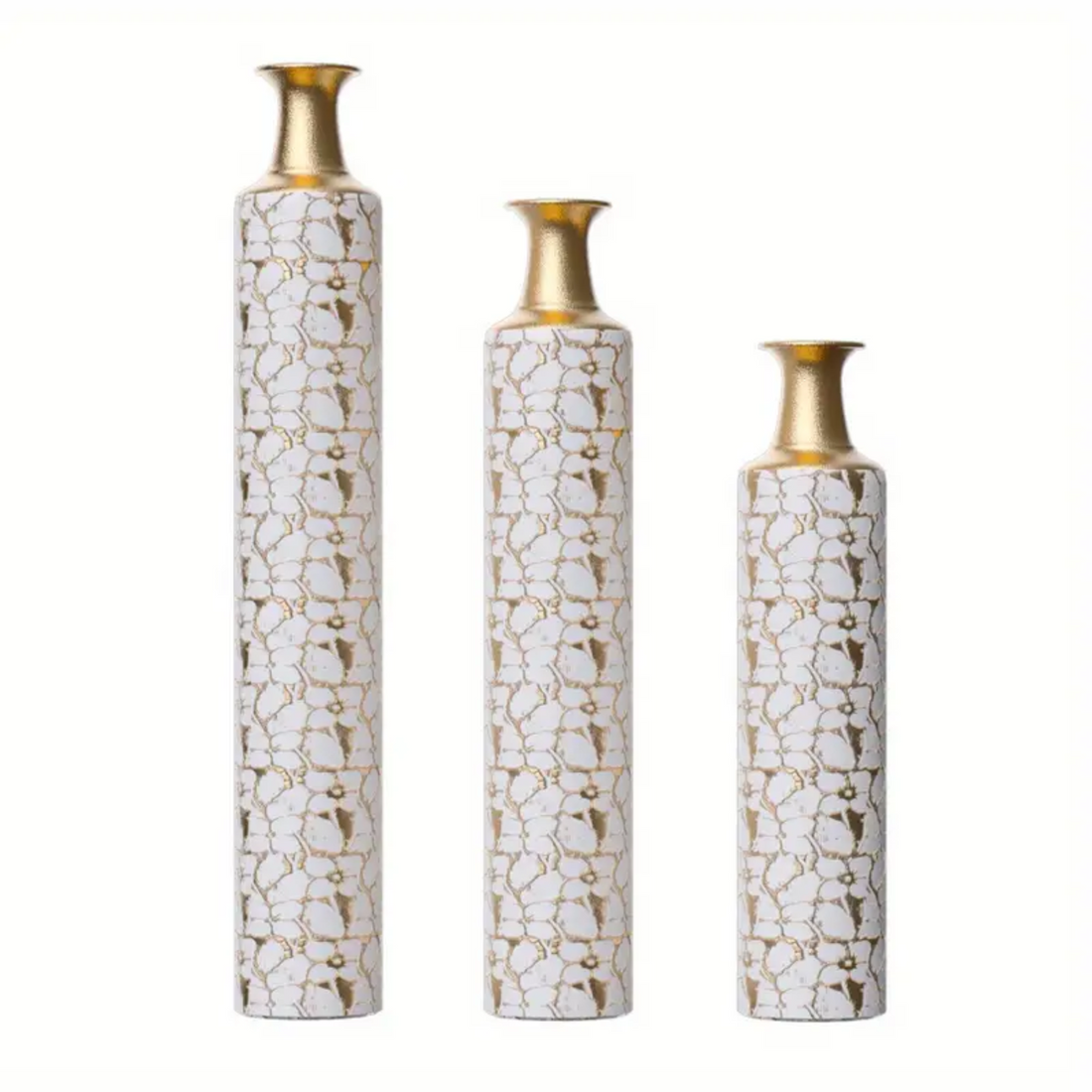 Set of 3 Gold Decorative Floor Vases - Zornits