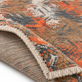Erased Granite Colorful Geometric Handmade Rug, folded corner showing the back