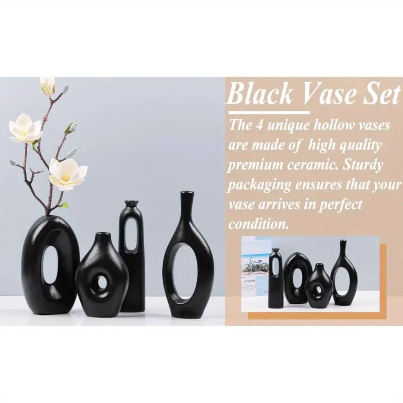 4-Piece White Ceramic Boho Vase Set - Zornits