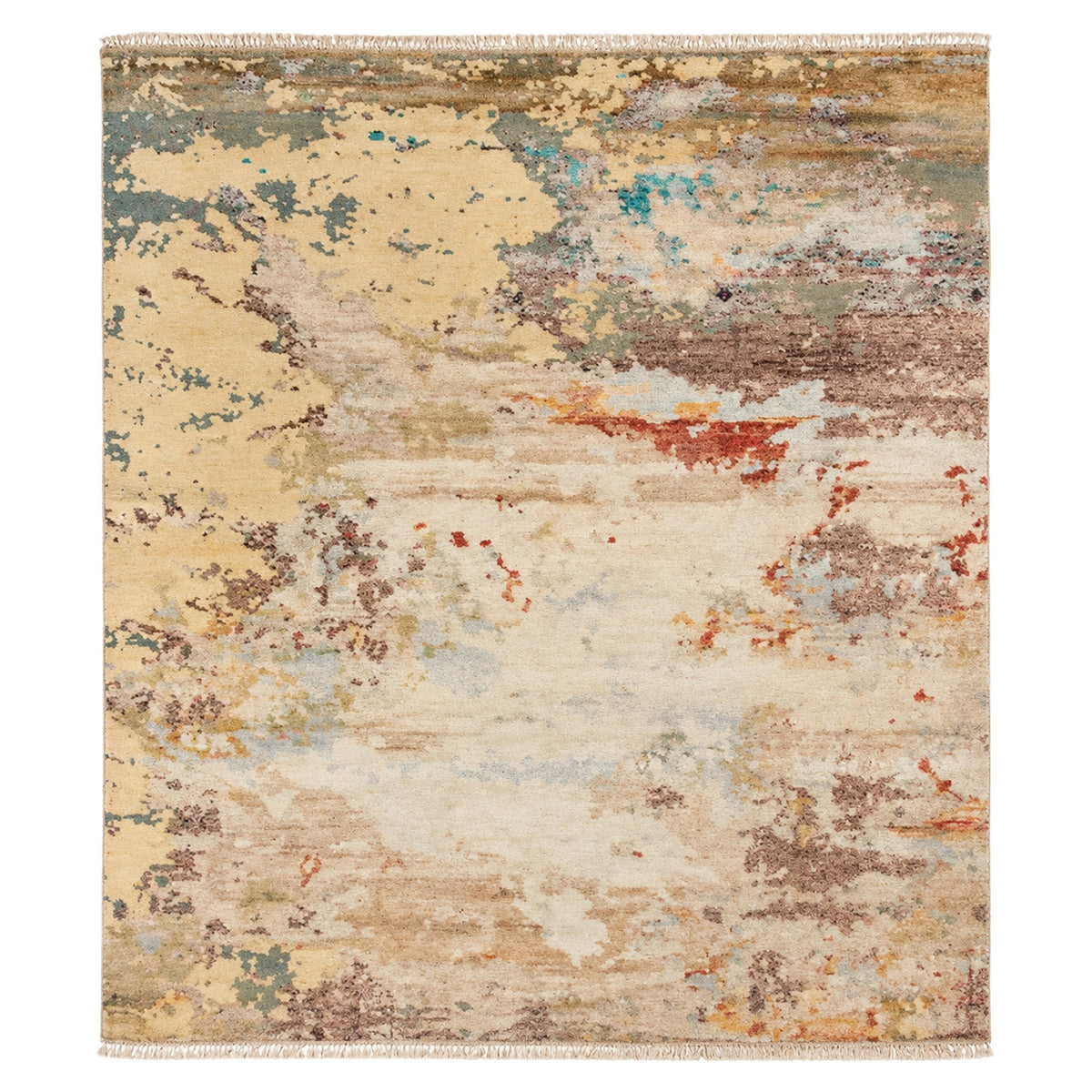Alchemy Ivory Abstract Transitional Modern Bedroom Rug, full view on a white background