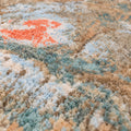 Blue Tree of life Painting Handmade Transitional wool and silk Rug, close up of the texture