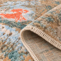 Blue Tree of life Painting Handmade Transitional wool and silk Rug, folded corner showing the back