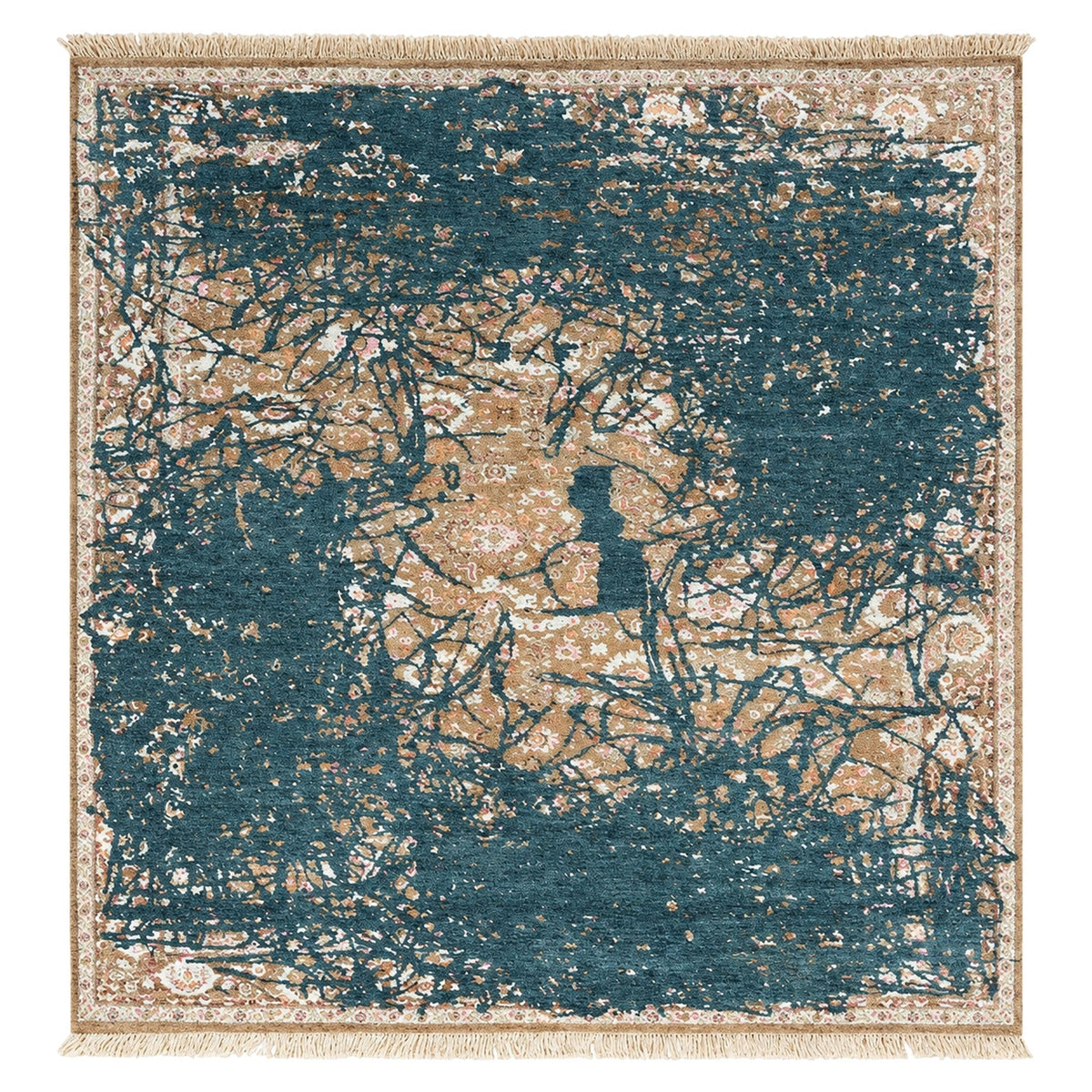 Dynamic Strokes Transitional Rug for bedroom, full view on a white background