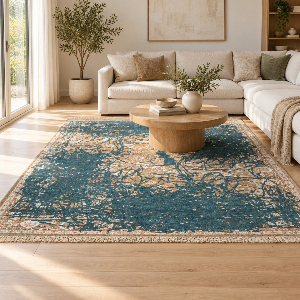 Dynamic Strokes Transitional Rug for bedroom in a living room