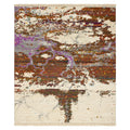 Erased Luxe Silk Ivory Modern designer Rug, full view on a white background