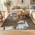 High Quality Green Grey Abstract Painting Rug for Bedroom in a living room