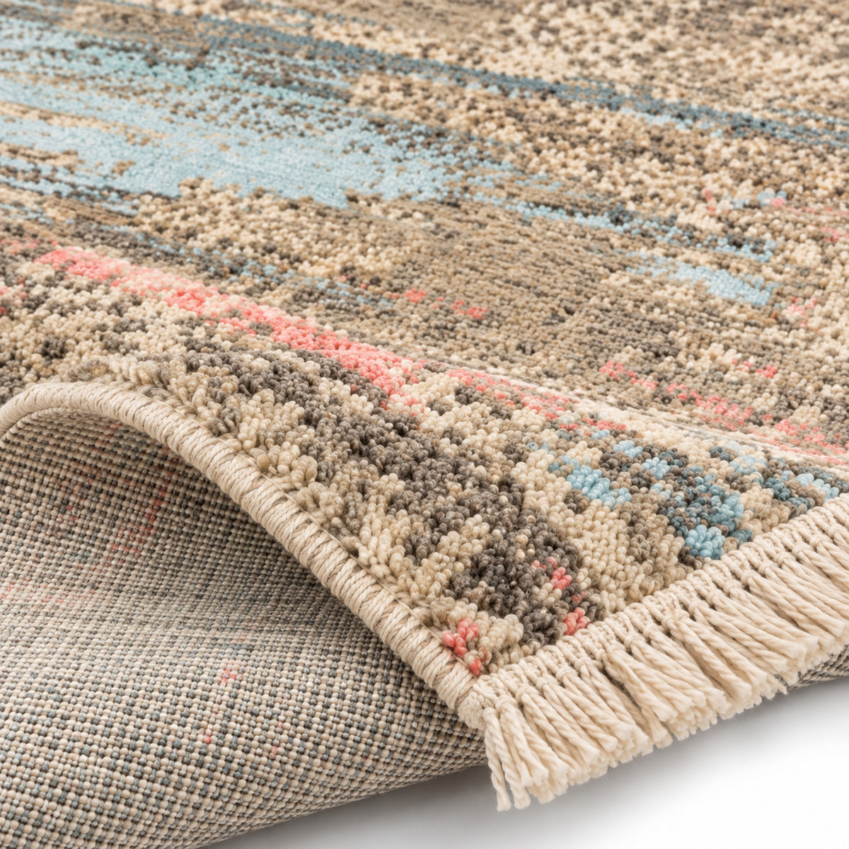 Illusion Premium Quality Modern Designer Abstract for Living Room Rug, folded corner showing the back