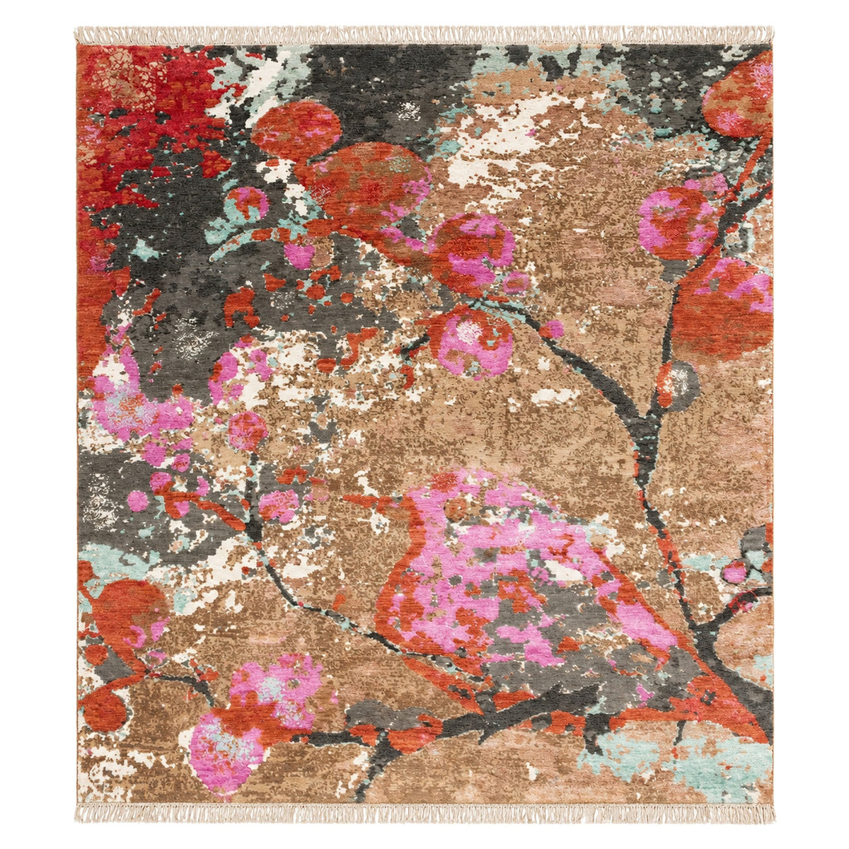 Natural Forest theme Colorful rug for your bedroom, full view on a white background