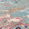 Unstring Earth Grey Abstract Soft Pile Wool Silk Rug, close up of the texture