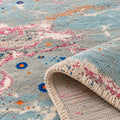 Unstring Earth Grey Abstract Soft Pile Wool Silk Rug, folded corner showing the back