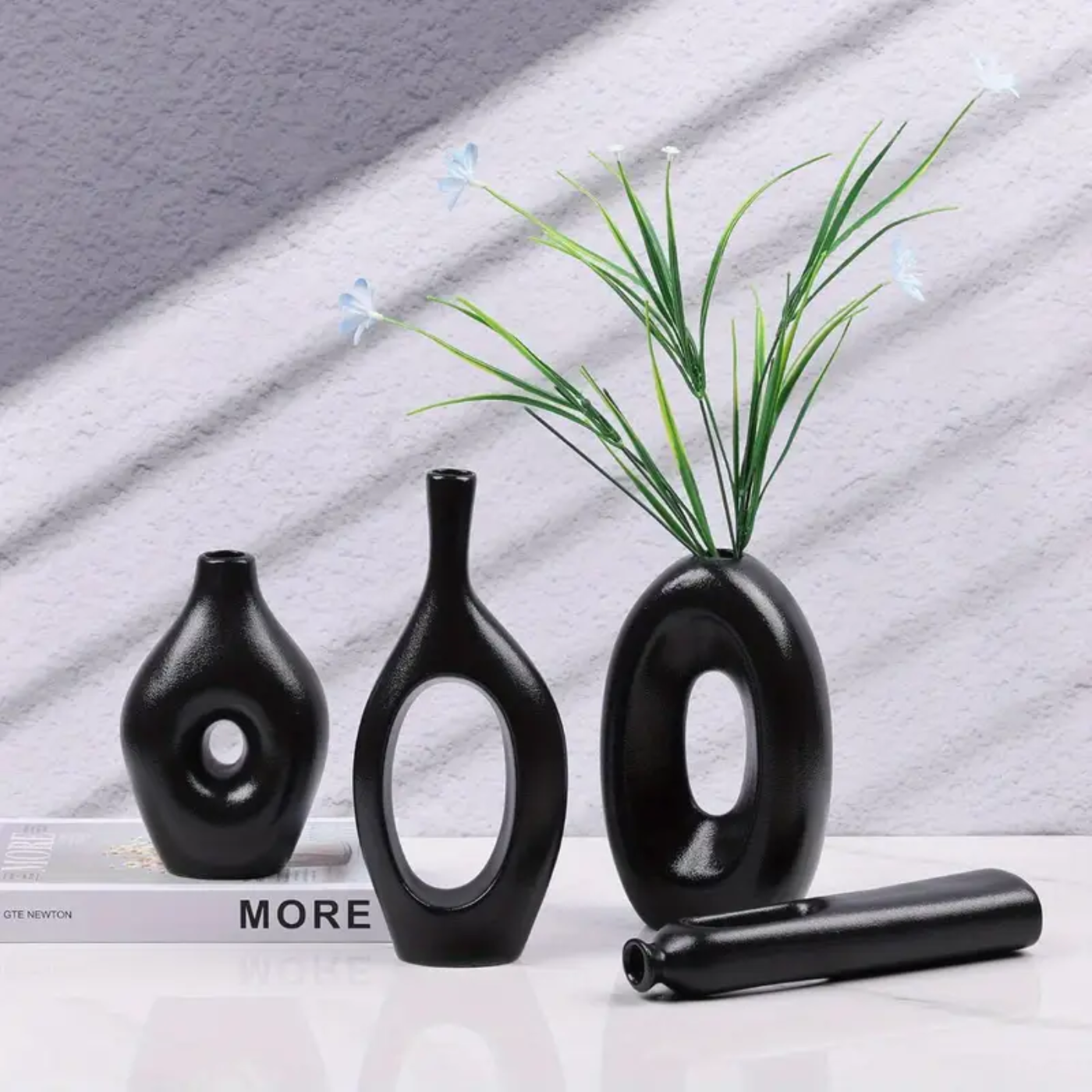 4-Piece White Ceramic Boho Vase Set - Zornits