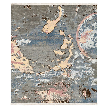 Genesis Earth Grey handmade Woolen Plush look Soft Pile Rug, full view on a white background