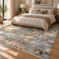 Genesis Earth Grey handmade Woolen Plush look Soft Pile Rug in a bedroom