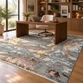 Genesis Earth Grey handmade Woolen Plush look Soft Pile Rug in a home office
