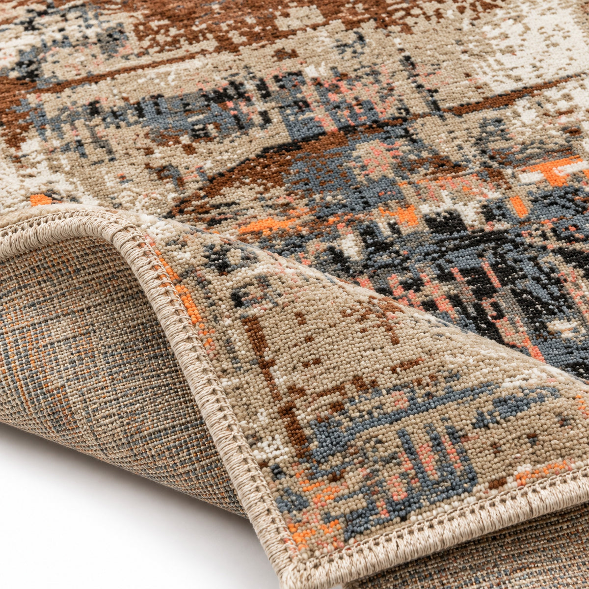 Uvenuti Premium Quality Abstract Designer Rug, folded corner showing the back