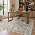 Zebra Pattern Ivory Brown hand knotted Large Area Rug For Living Room in a home office
