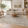Zebra Pattern Ivory Brown hand knotted Large Area Rug For Living Room in a living room