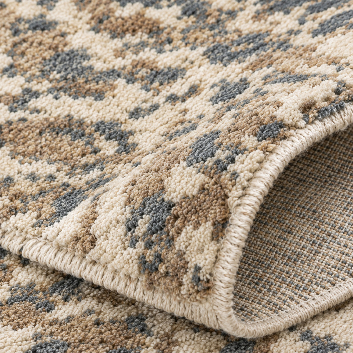 Zebra Pattern Ivory Brown hand knotted Large Area Rug For Living Room, folded corner showing the back
