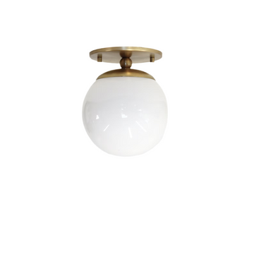 Flush Mount Ceiling Raw Brass Lamp - Handmade Vintage