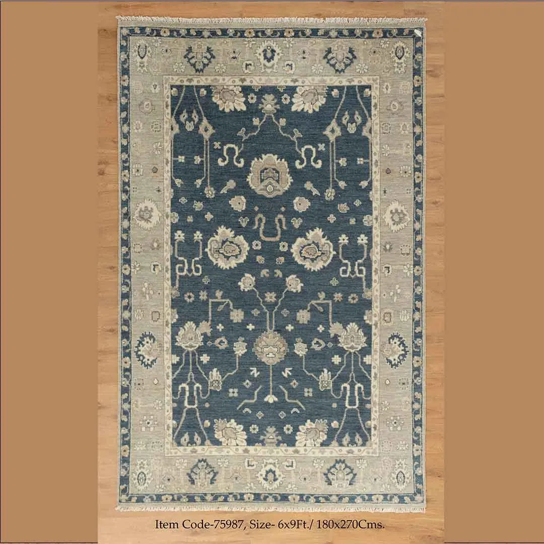 Floral Modern Oushak Rug: Hand-Knotted Luxury for Any Room