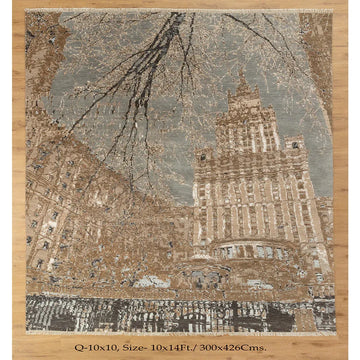 10x14 100% Hand Knotted Wool Rug | Painting Rug | Zornits Rugs
