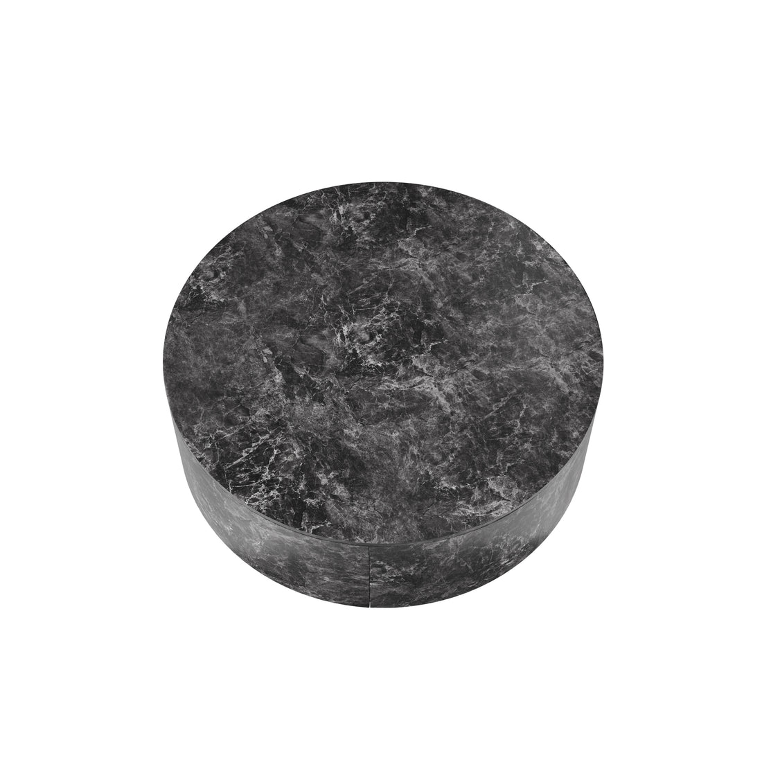 Round Coffee Table 33.47'' Wooden Round Faux Marble Texture Surface