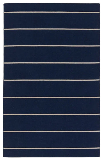 Navy Blue Hand Knotted Weave Dhurrie Rug