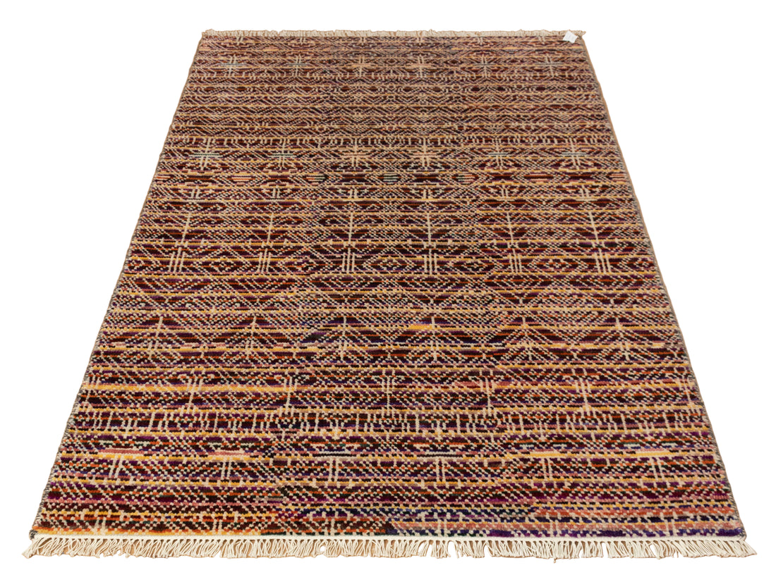 Bohemian-Inspired Hand-Knotted Geometric Rug