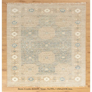 Khotan Faded Ivory Turkish Hand knotted Rug